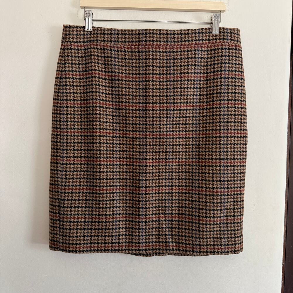 J. Crew | Brown Houndstooth Wool Blend Pencil Skirt Size 12 BNWT